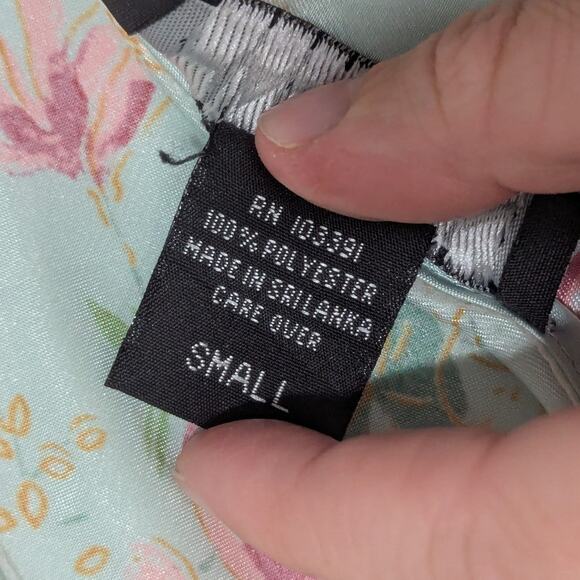 Vintage Halston Floral Satin Slip Dress Night Gown Blue Nightie Womens Small - Picture 4 of 4